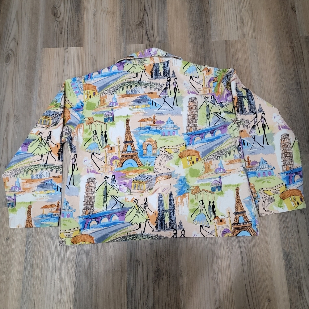 Vintage Oversized Tantrums Jacket Womens Size Large Paris France Print Colorful - Picture 5 of 6